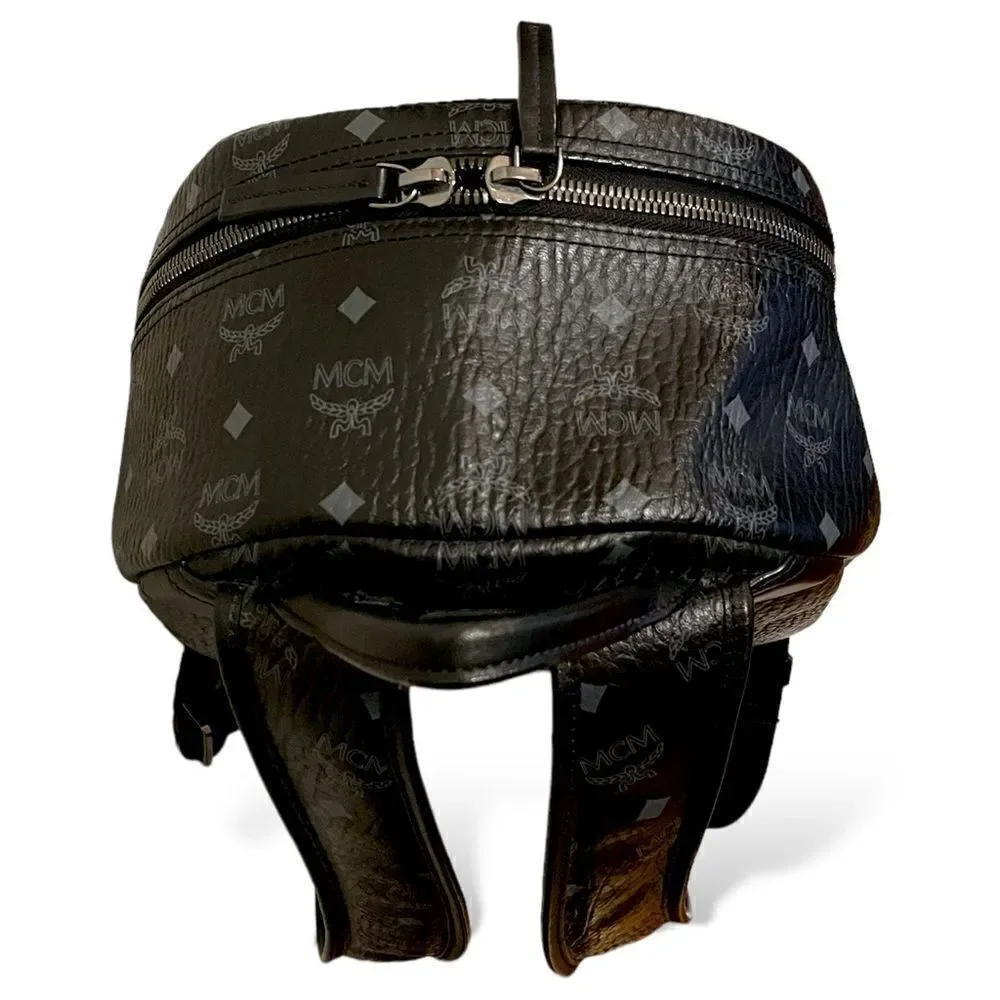 MCM Blk/Gry Monogram Stark Side Studs Backpack in Visetos |Size: 42.5cm|